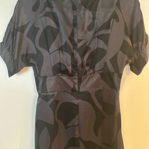 French Connection Black and Gray Sheath Dress V-Neck Dolman Sleeves